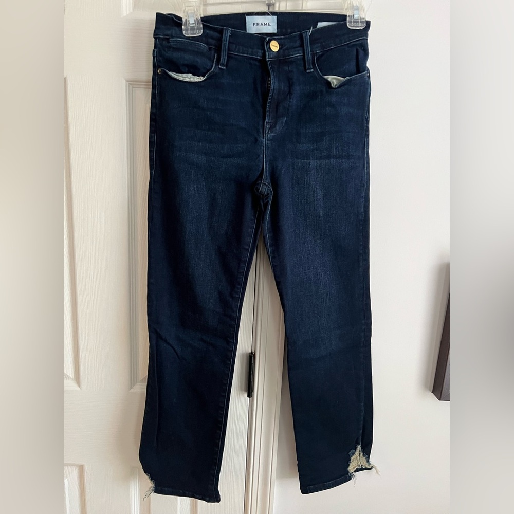 Frame Le high strsight Denim Women's dark Blue Jeans 28